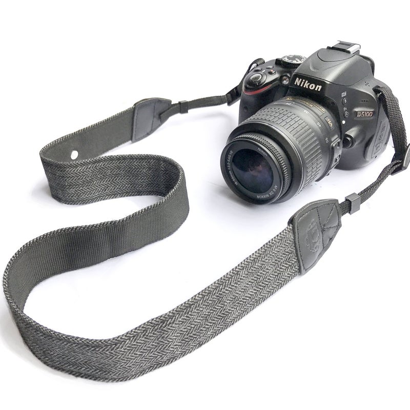 Alled XN01-0943 Neck Shoulder Belt Strap, Vintage Print Soft Colorful Camera Straps for Women/Men, All DSLR/Nikon/Canon/Sony/Olympus/Samsung/Pentax/Olympus, Black - Image 3